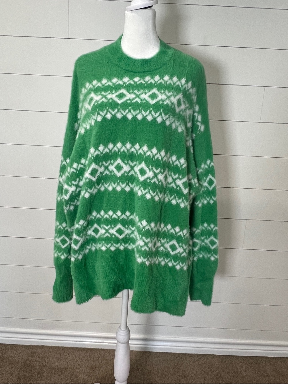 Green Oversized aerie Crewneck Sweater